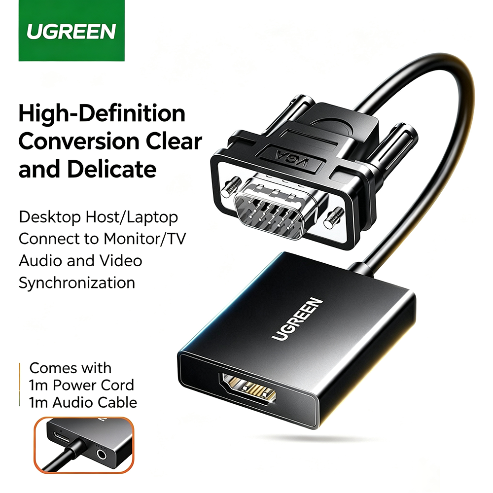Hdmi Vga Adapter - 0.15M UGREEN VGA Male to HDMI