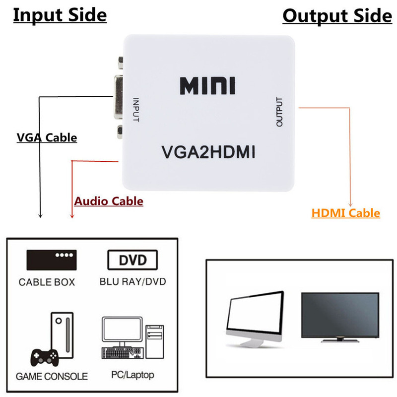 VGA To HDMI-Compatible Video A - Hdmi Vga Adapter avaliação e preço