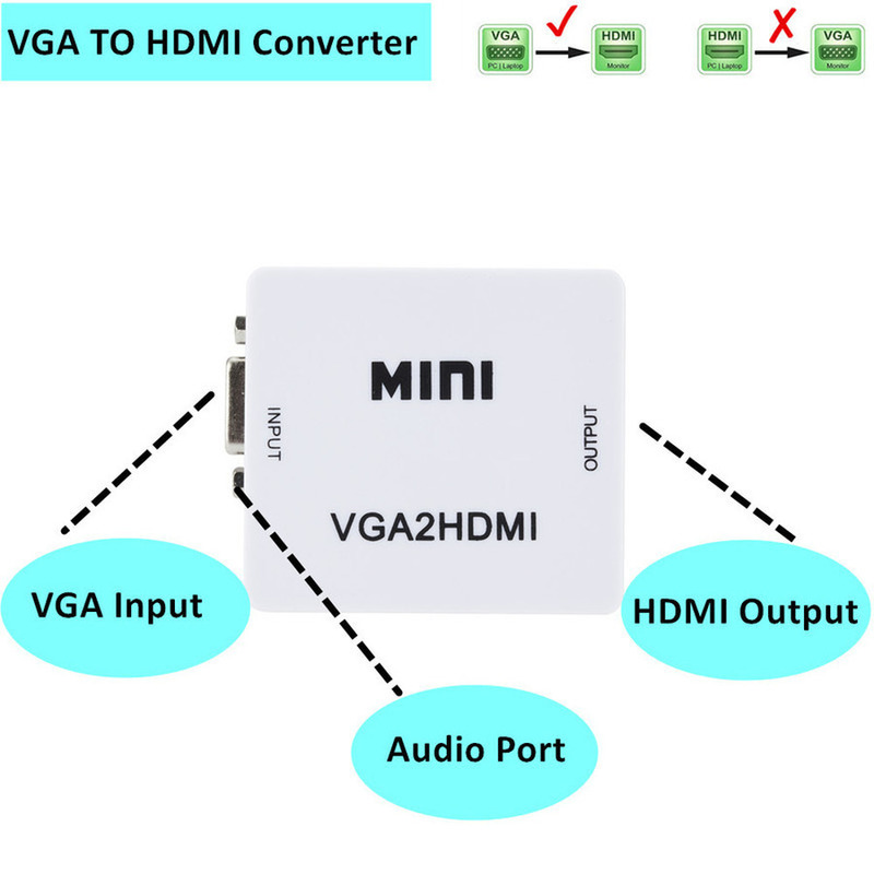 VGA To HDMI-Compatible Video A - Hdmi Vga Adapter avaliação e preço