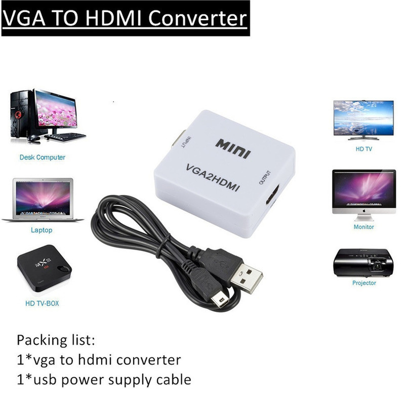 VGA To HDMI-Compatible Video A - Hdmi Vga Adapter avaliação e preço