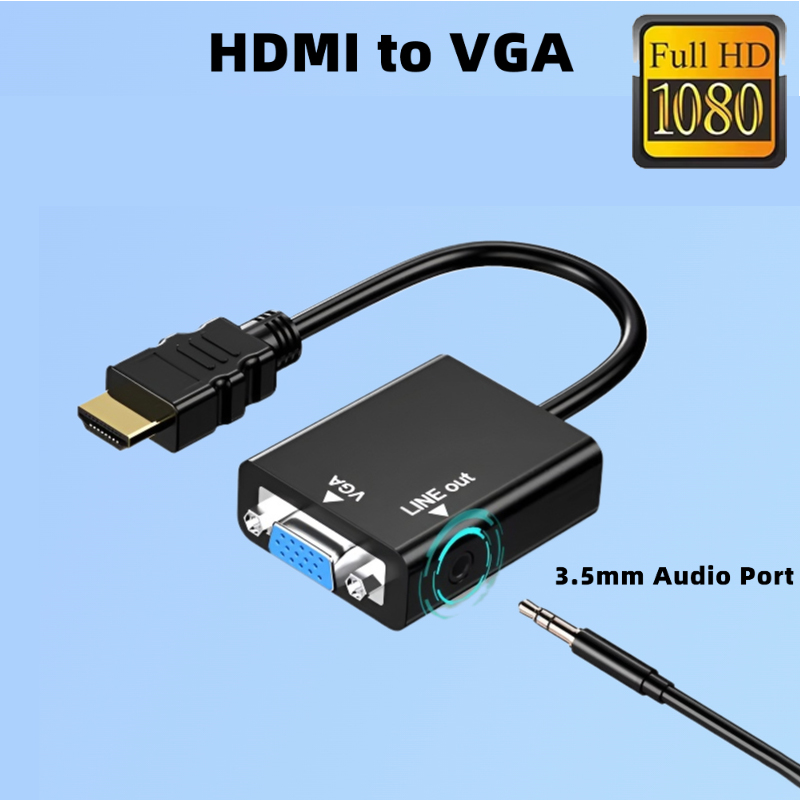 HDMI-compatible to VGA With Au - Hdmi Vga Adapter avaliação e preço