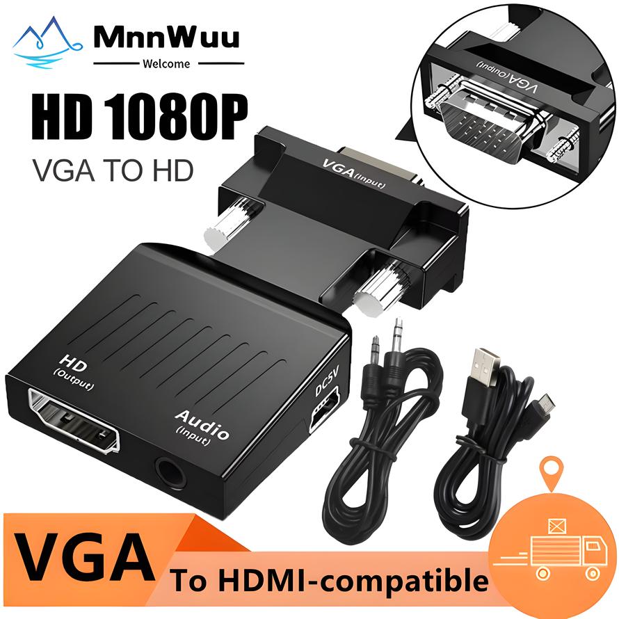 VGA to HDMI-compatible Convert - Hdmi Vga Adapter avaliação e preço