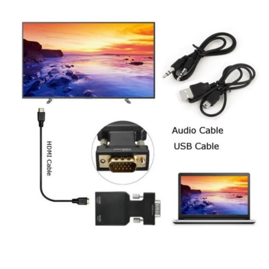 VGA to HDMI-compatible Convert - Hdmi Vga Adapter avaliação e preço