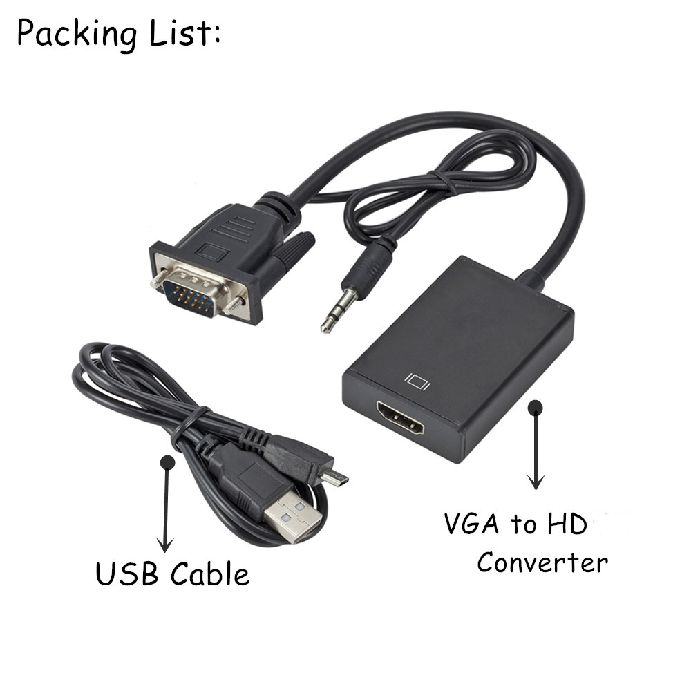 1080P HD VGA TO HD with 3.5mm  - Hdmi Vga Adapter avaliação e preço