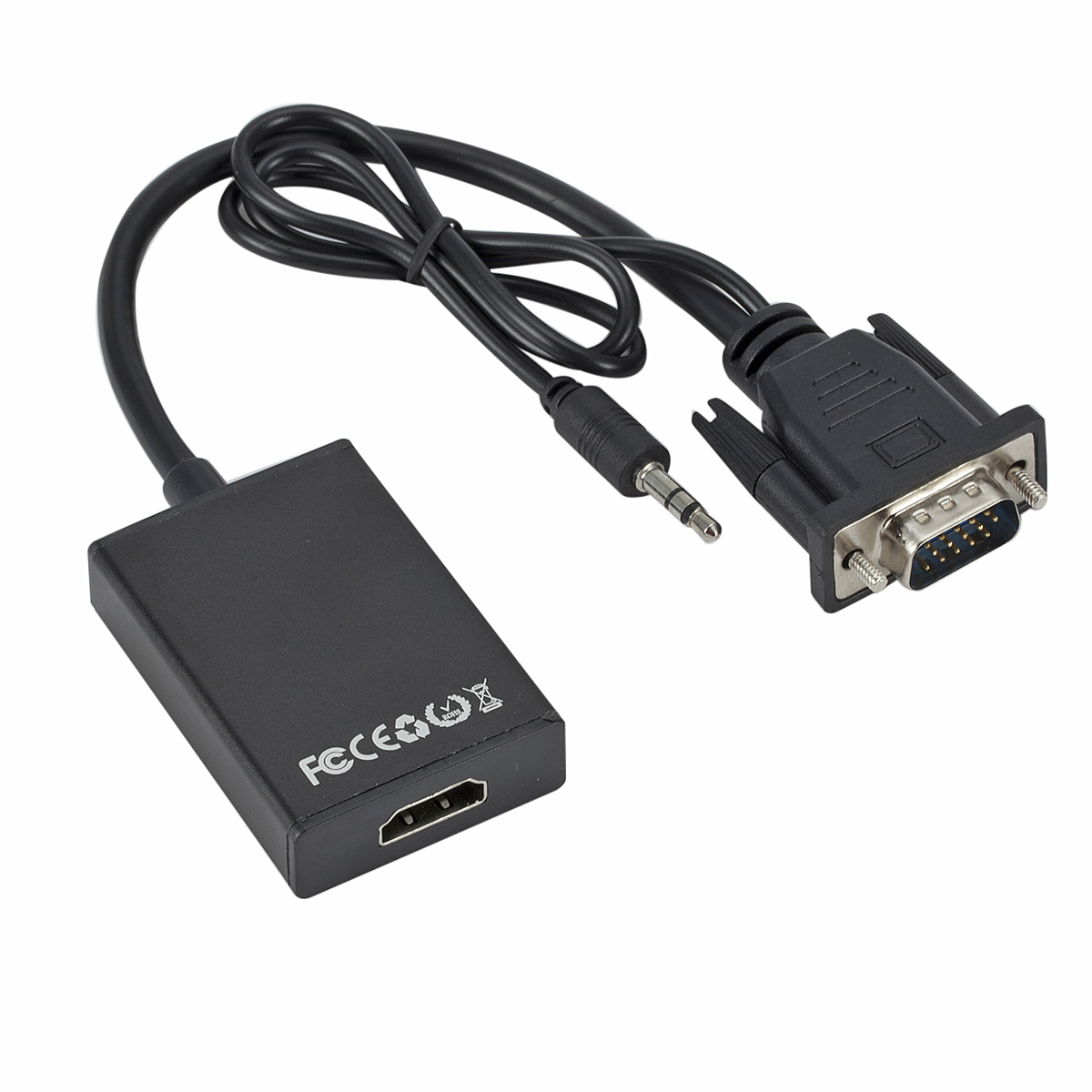 1080P HD VGA TO HD with 3.5mm  - Hdmi Vga Adapter avaliação e preço