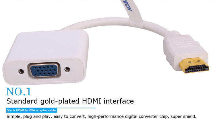 3PCS DTECH Factory Direct Sale - Hdmi Vga Adapter avaliação e preço