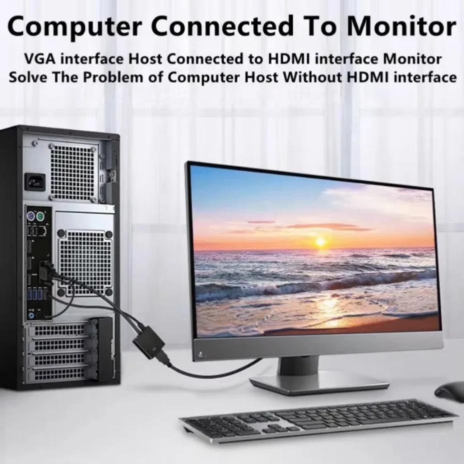 VGA to HDMI compatible 1080P A - Hdmi Vga Adapter avaliação e preço